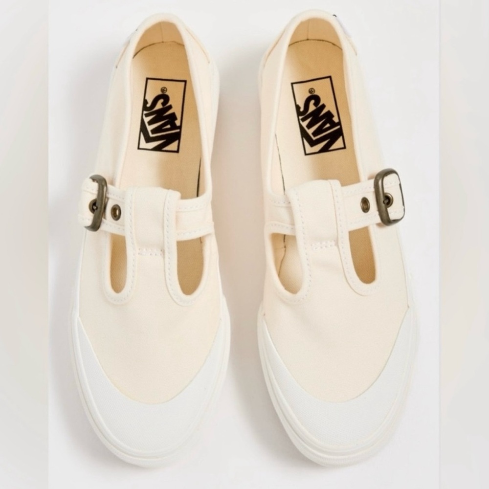NEW Vans STYLE 93 Beige Canvas White Rubber MARY JANE Sneakers Buckle 8